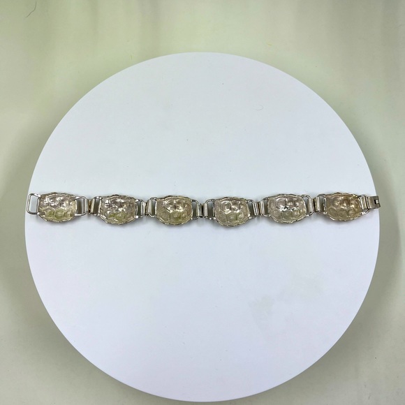 Antique 925 Sterling Silver Gothic Style Bracelet 7.5 Inches Long - Picture 6 of 9